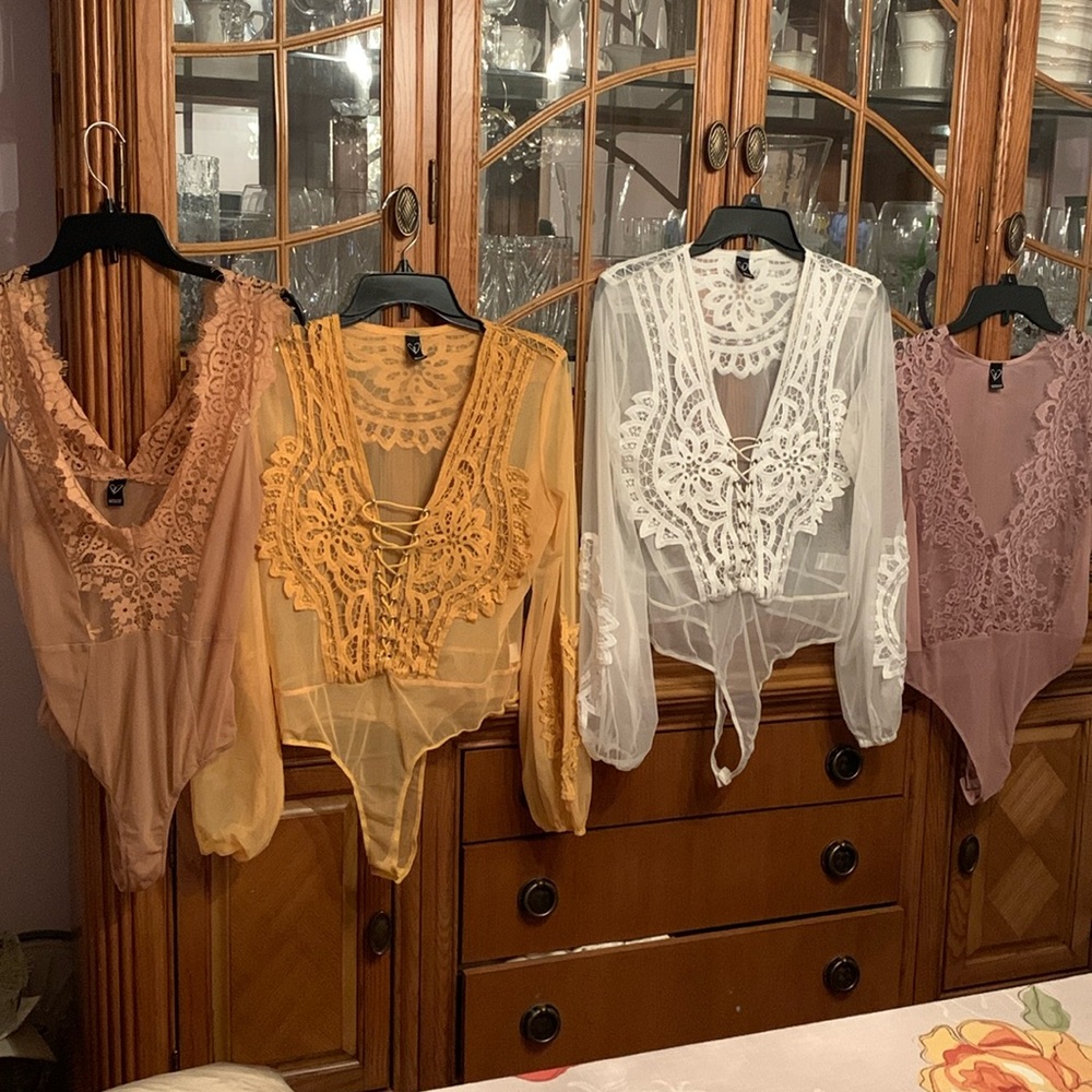 Windsor Lace Bodysuit Collection - Cream, Gold, Tan